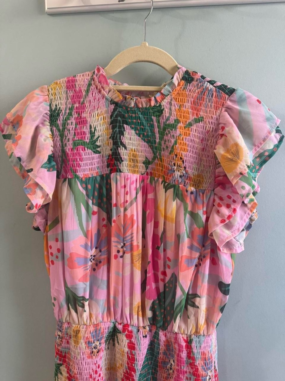 entro Pink Floral Smocked Mini Dress - Picture 3 of 6